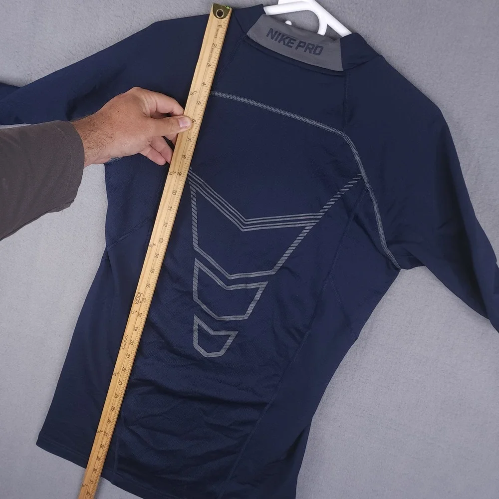 Nike Pro Compression Shirt Mens XL‎ Navy Blue Mock Neck Long Sleeve Gym